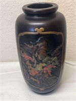 1920s  Ware Antique Black Pottery Red Pagoda &