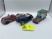 GROUP OF METAL TOY CARS INCLUDING A FORD DELIVERY