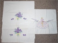 (S1) Lot of 3 Embroidered Pillowcases