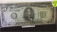 1934 A  FIVE DOLLAR FEDERAL RESERVE NOTE