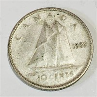 Silver 1952 Canada 10 Cent Coin