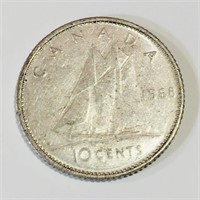 Silver 1968 Canada 10 Cent Coin