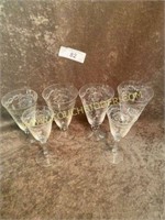 6 Fostoria Romance Etched stems