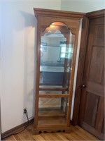 Oak Curio Cabinet with Glass Shelves 28”x 11”x