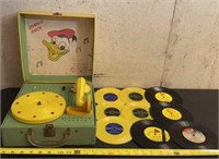 Donald Duck 45 Record player w records