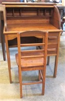 Antique Child's Roll Top Desk & Chair