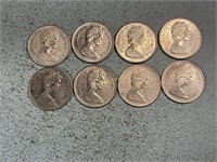 8 Canada dimes, 1968