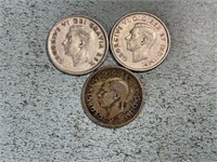 3 George VI Canada silver dimes