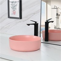 $120 14.2" Matte Pink Round Vessel Sink