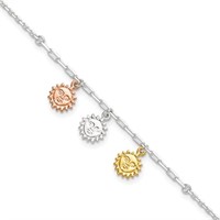 Sterling Silver-Sun Charm Ankle Bracelet