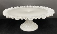 vtg Fenton? Thumbprint Milk Glass Cake Stand