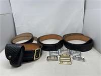 4 Black Leather Belts-1 with a holster- and