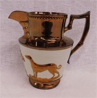 1860's copper lustre English cream pitcher, 6"