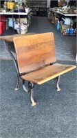 Vintage child’s school desk. Seat folds up