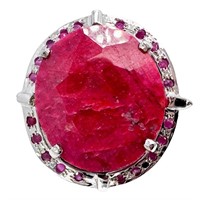 22 Carat Ruby Statement Ring Sterling Silver