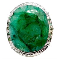 26 Carat Emerald Ring Sterling Silver