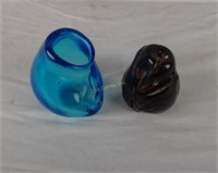 Pair Of Vintage Glass Vases Small Handblown