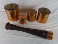Copper Container Lot & Pepper Grinder