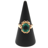 Ostby Barton Emerald Glass Ring Size 5.75 10K gold