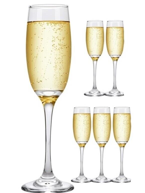 Pack of 6, 6oz Clear Champagne Glasses