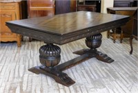 Neo Renaissance Parquetry Top Oak Table.
