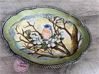 Davco Silver plate hand painted tray