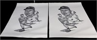 2 baseball player art, signed by Stan Belonds