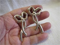 Vtg Taxco Mexico 925 Sterling Silver Bow Earrings