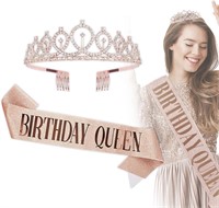 SEALED-Birthday Queen Sash and Crown Set x2