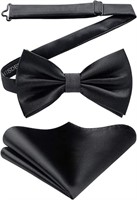 HISDERN Bow Ties for Men Solid Color Pre-Tie Bow