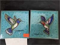 2 CLEO TEISSEDRE HUMMINGBIRD TRIVETS - 4 X 4 “
