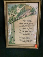 VINTAGE MOTHER FRAMED POEM - 7.75 X 10.75 “