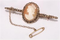 Late Victorian 9ct Gold Cameo Broach,