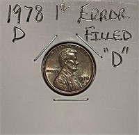 US 1978D ERROR Filled "D" Cent