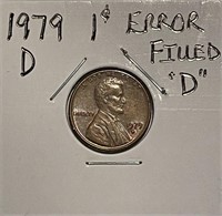 US 1979D ERROR Filled "D" Cent