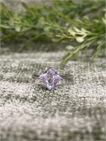 .925 Sterling Silver Light Purple Ring