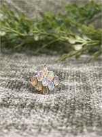 Sterling Silver Yellow Oval Cluster Ring