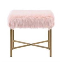 HOMEPOP FAUX FUR SQUARE STOOL(NOT ASSEMBLED)