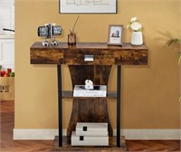 Modern Console Table w/ Long Tabletop & Middle Drs