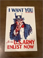 7.5" x 11” Enameled Porcelain U.S Army Sign