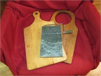 (2) Cutting Boards & Stone Cheese Cutter