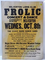 Milverton Lions Club 1952 Frolic Poster