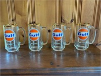 Four Vintage Gulf Beer Mugs 6 in Each