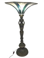 Caryatid Base Lamp w Stained Glass Shade