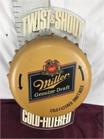 Miller Beer Sign, Lighted, Bottle Cap