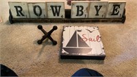 Big scrabble letters/tray ~32in, big jack, & SAIL