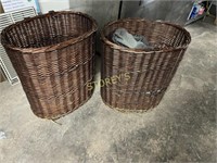 2 Wicker Laundry Baskets - as is - 22 x 14 x 24