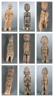 9 African carved figures. 20th century.