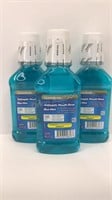 3 Bottles Antiseptic Mouth Wash Rinse, Blue Mint