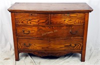 Antique Quarter- Saw Oak Bow Front 4 Drawer Chest